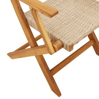 Tuinstoelen 2 st massief acaciahout en poly rattan beige