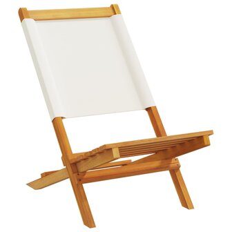 Tuinstoelen 2 st inklapbaar acaciahout en stof cr&egrave;mewit