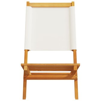Tuinstoelen 2 st inklapbaar acaciahout en stof cr&egrave;mewit