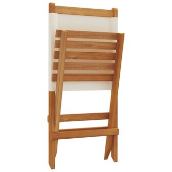 Tuinstoelen 2 st inklapbaar acaciahout en stof cr&egrave;mewit