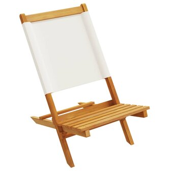 Tuinstoelen 4 st inklapbaar massief hout en stof cr&egrave;mewit