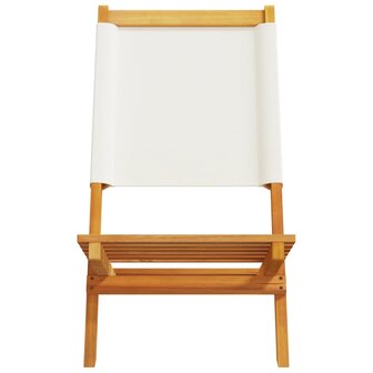 Tuinstoelen 4 st inklapbaar massief hout en stof cr&egrave;mewit