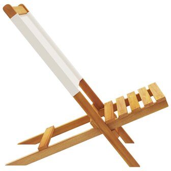 Tuinstoelen 4 st inklapbaar massief hout en stof cr&egrave;mewit