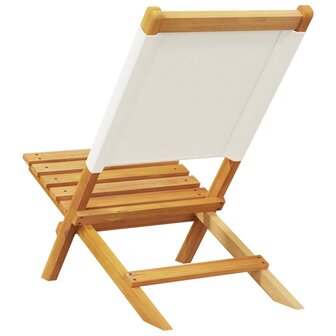 Tuinstoelen 4 st inklapbaar massief hout en stof cr&egrave;mewit