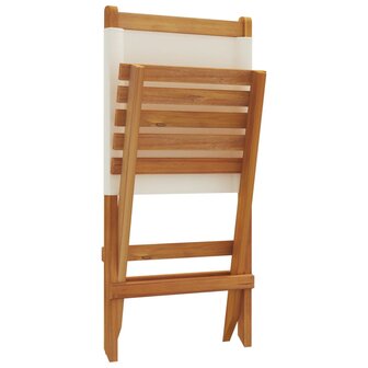 Tuinstoelen 4 st inklapbaar massief hout en stof cr&egrave;mewit