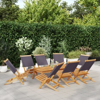 Tuinstoelen 8 st inklapbaar massief hout en stof antracietkleur