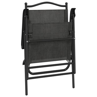 Tuinstoelen 8 st inklapbaar staal en textileen gem&ecirc;leerd grijs