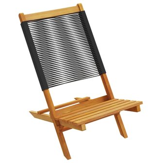 Tuinstoelen 2 st massief acaciahout en polypropeen zwart