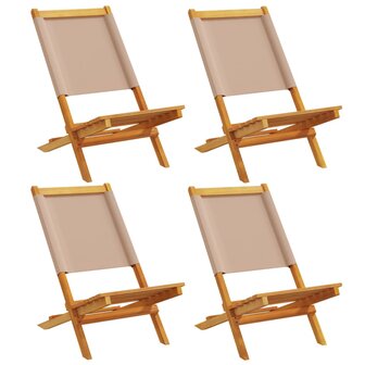 Tuinstoelen 4 st inklapbaar stof en massief hout taupe