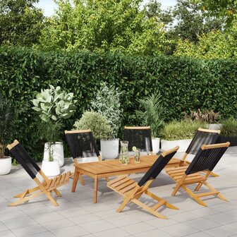 Tuinstoelen 6 st inklapbaar massief acaciahout zwart