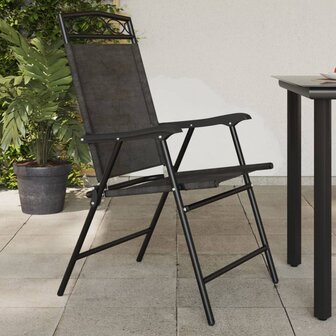 Tuinstoelen 8 st inklapbaar staal en textileen gem&ecirc;leerd grijs