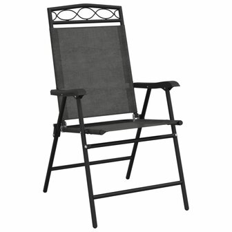 Tuinstoelen 8 st inklapbaar staal en textileen gem&ecirc;leerd grijs