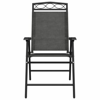 Tuinstoelen 8 st inklapbaar staal en textileen gem&ecirc;leerd grijs