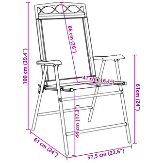 Tuinstoelen 8 st inklapbaar staal en textileen gem&ecirc;leerd grijs