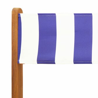 Bistrostoelen 2 st massief acaciahout en stof blauw en wit