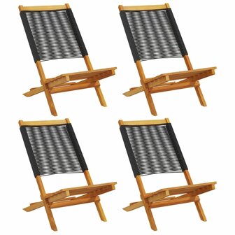 Tuinstoelen 4 st inklapbaar massief acaciahout zwart