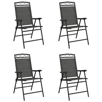 Tuinstoelen 4 st inklapbaar staal en textileen gem&ecirc;leerd grijs