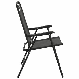 Tuinstoelen 4 st inklapbaar staal en textileen gem&ecirc;leerd grijs