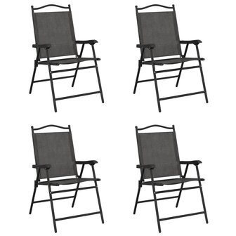 Tuinstoelen 4 st inklapbaar staal en textileen gem&ecirc;leerd grijs