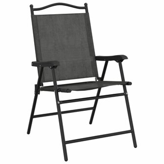 Tuinstoelen 4 st inklapbaar staal en textileen gem&ecirc;leerd grijs