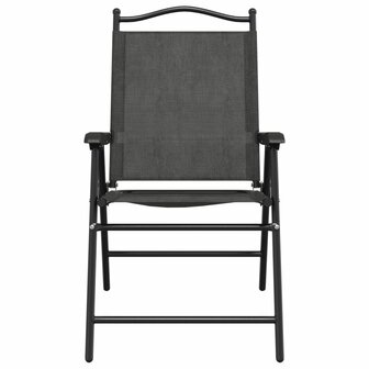 Tuinstoelen 4 st inklapbaar staal en textileen gem&ecirc;leerd grijs