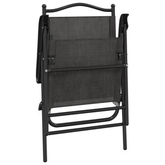 Tuinstoelen 4 st inklapbaar staal en textileen gem&ecirc;leerd grijs