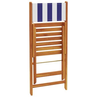 Tuinstoelen 6 st inklapbaar stof en massief hout blauw en wit