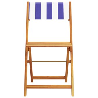 Tuinstoelen 4 st inklapbaar stof en massief hout blauw en wit