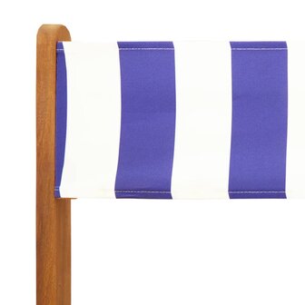 Tuinstoelen 4 st inklapbaar stof en massief hout blauw en wit