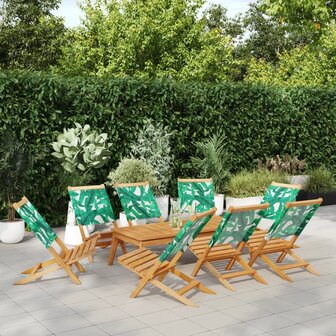 Tuinstoelen 8 st inklapbaar stof en massief hout groen