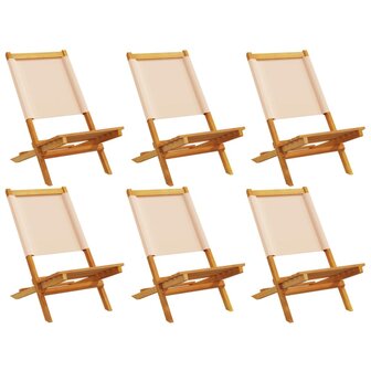 Tuinstoelen 6 st inklapbaar stof en massief hout beige