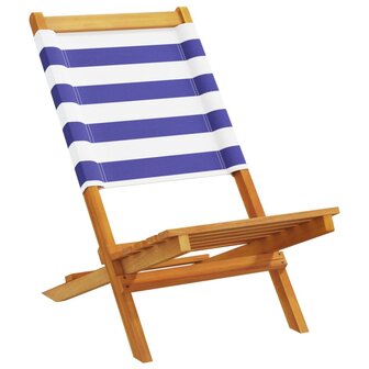 Tuinstoelen 2 st massief acaciahout en stof blauw en wit
