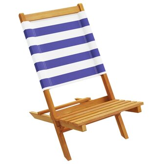Tuinstoelen 2 st massief acaciahout en stof blauw en wit