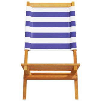 Tuinstoelen 2 st massief acaciahout en stof blauw en wit