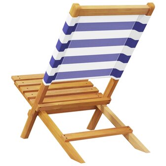 Tuinstoelen 2 st massief acaciahout en stof blauw en wit