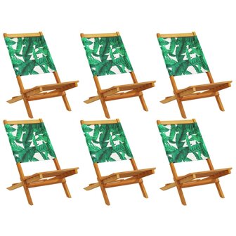 Tuinstoelen 6 st inklapbaar stof en massief hout groen