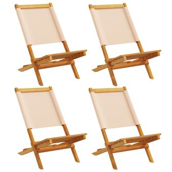 Tuinstoelen 4 st inklapbaar stof en massief hout beige