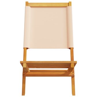 Tuinstoelen 4 st inklapbaar stof en massief hout beige