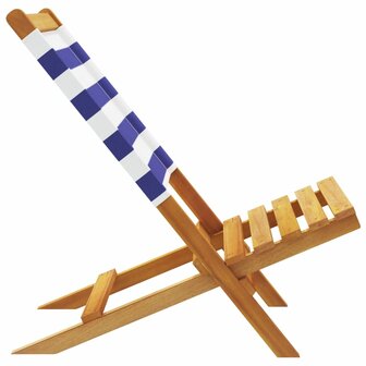 Tuinstoelen 4 st inklapbaar stof en massief hout blauw en wit