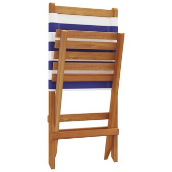 Tuinstoelen 4 st inklapbaar stof en massief hout blauw en wit