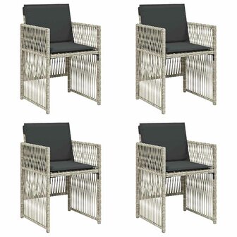 Tuinstoelen 4 st met kussens poly rattan lichtgrijs