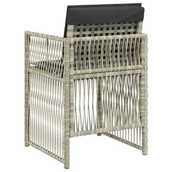 Tuinstoelen 4 st met kussens poly rattan lichtgrijs