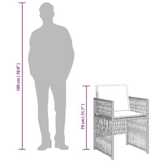 Tuinstoelen 4 st met kussens poly rattan lichtgrijs