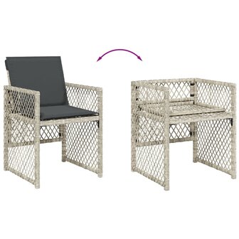 Tuinstoelen 4 st met kussens poly rattan lichtgrijs