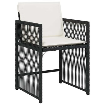 Tuinstoelen 4 st met kussens poly rattan zwart