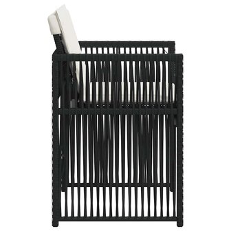 Tuinstoelen 4 st met kussens poly rattan zwart