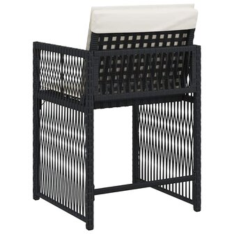 Tuinstoelen 4 st met kussens poly rattan zwart