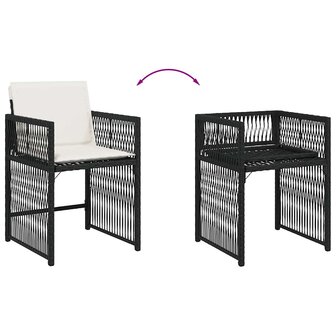Tuinstoelen 4 st met kussens poly rattan zwart