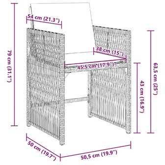 Tuinstoelen 4 st met kussens poly rattan zwart
