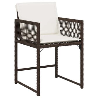 Tuinstoelen 4 st met kussens poly rattan bruin